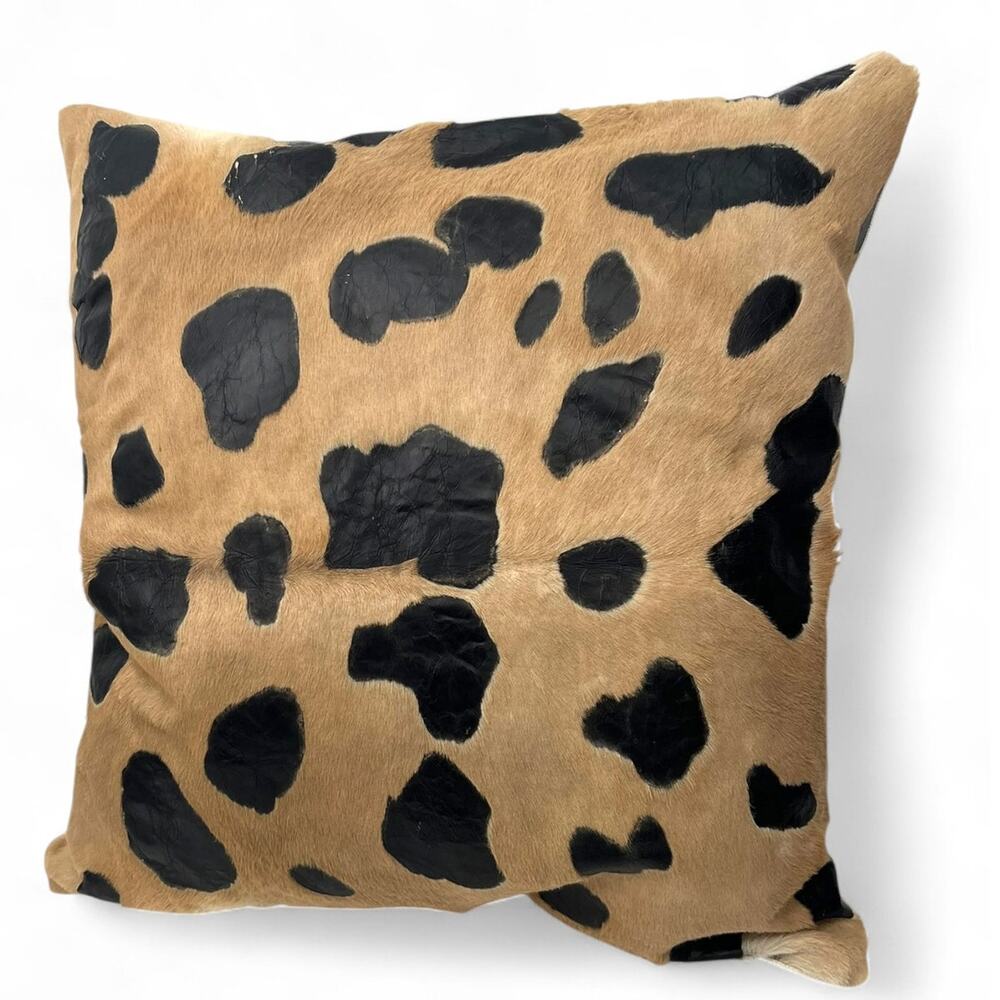 Artisan Cowhide Pillow Throw Decorative Calf Hair Down Filled 21" Square Luxury
